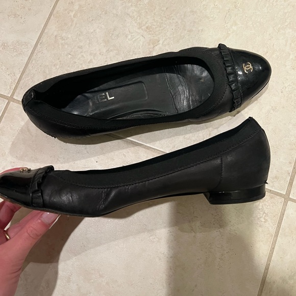 Chanel ballet flats. Black leather. Size 40.5. - Picture 5 of 7